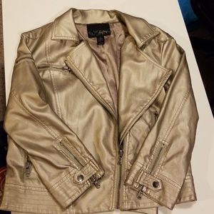 Metallic tan faux leather jacket